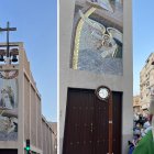 Sobre estas líneas, el mosaico de Rupnik y su bendición por parte del obispo, Antonio Gómez Cantero.