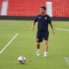 Rubi en el entrenamiento previo al partido contra el Sevilla.
