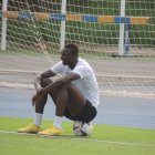 Umar Sadiq en el último entrenamiento del Almería este miércoles.