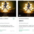 Anuncios de reventa de entradas en internet.