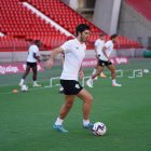 Gonzalo Melero en el entrenamiento de este miércoles en el Estadio.