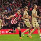 Sancet celebrando el 2-0 para el Athletic en una noche plácida.