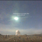 Imagen captada por las cámaras externas operadas desde el Observatorio de Calar Alto.