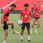 Centelles, Rojas y Milovanovic en el entrenamiento de este miércoles.