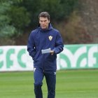 Rubi en el entrenamiento previo al partido del Almería frente al Sturm Graz.