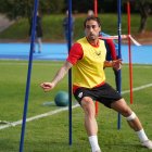 Eguaras en el entrenamiento de este miércoles en el Anexo.