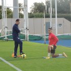 Kaiky con Cid Andrade a primera hora en el campo Anexo.