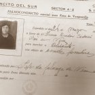 Salvoconducto expedido a nombre de Irene Brodin Codoní, vecina de Vera, para trasladarse a Alicante .