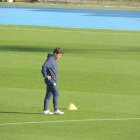 Rubi en el campo Anexo este lunes en el primer entrenamiento de la semana.
