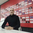 Gabri en la sala de prensa del Estadio Mediterráneo.