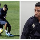 Nieto y Lillo en su etapa de jugador y ahora como Policía Nacional.