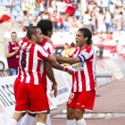 Celebrando el gol de Ulloa en el que sería su último partido con el Almería.