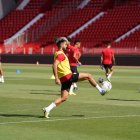 Arnau en el entrenamiento del Estadio de los Juegos Mediterráneos.