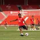 Ramazani en el entrenamiento del Almería.