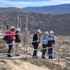Imagen de la visita del subdelegado del Gobierno a las obras de rehabilitación del castillo de Tabernas.
