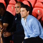 Rubi en el banquillo del Estadio de los Juegos Mediterráneos.