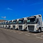 Flota de camiones ya trasladados a El Potro, en Huércal de Almería.