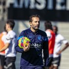 Rubén Baraja en el último entrenamiento previo al partido.