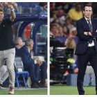 Rubi y Emery en el Villarreal-Almería que se disputó en el Ciutat de Valencia.