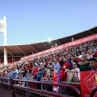 Aficionados del Almería en el partido ante el Valencia en el Estadio de los Juegos Mediterráneos.