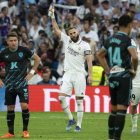 Benzema fue la estrella del partido con tres goles en la primera parte.