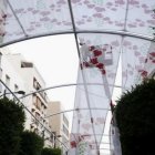 Montaje de los toldos que se colocaban en el Paseo de Almería en Feria