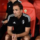 Jagoba Arrasate, en el banquillo del Estadio de los Juegos Mediterráneos.