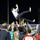 Rubi levitando por el cielo de Madrid tras el ascenso.