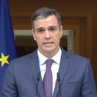 Pedro Sánchez interviene desde el Palacio de la Moncloa.