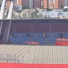 Así estaba el Fondo Norte del Estadio Mediterráneo este martes a las 17:20 horas.