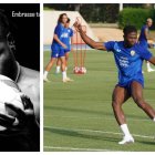 La nueva foto de perfil de Touré en sus redes sociales (izquierda) y entrenando en el Anexo.