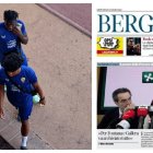 El Bilal Touré en Santo Domingo hablando por teléfono y la portada del Corriere della Sera edición Bérgamo.