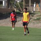 Dani Albiar entrenando este viernes en el campo de la Vega de Acá.