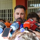 El líder de Vox, Santiago Abascal, durante la jornada.