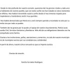 Carta, difundida por el Ayuntamiento de Dalías.