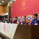 Los capitanes, durante su comparecencia este lunes.