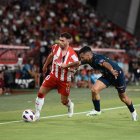 Adri Embarba en el choque del pasado sábado contra el Valencia. Le dieron 6 puntos de sutura en la frente.