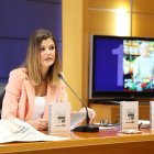 La edil ejidense, Delia Mira, durante la presentación de la campaña.