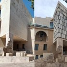 Antes y después de la fachada del Ayuntamiento en la Plaza de la Administración Vieja