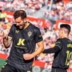Leo Baptistao celebrando uno de los goles que hizo al Girona.