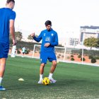 Marc Pubill ha hecho algunos ejercicios con balón junto a Marko Milovanovic.