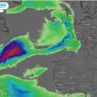 El viento transportará una masa de aire repleta de humedad desde la zona subtropical. Mapa de Meteored.