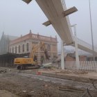 Trabajos junto a la vieja estación de tren.