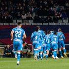 Parte del público azulgrana no se tomó bien que el Almería igualase por dos veces el partido en Montjuic.