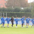 Los titulares del Almeria en la primera parte del entrenamiento.
