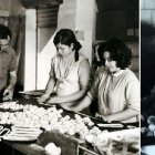Celia, Paco. Paca e Isabel haciendo rosquillas y a la derecha Diego.
