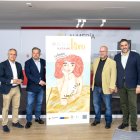 Mario Pulido, Diego Cruz, Manuel García Iborra y Juan José Alonso, ayer con el cartel de la Feria del Libro.