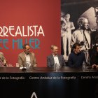 Juan María Rodríguez, Javier Rivera, Antony Penrose (junto a su traductor) y Vittoria Mainoldi, ayer en el CAF durante la presentación de la expo
