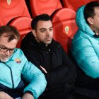 Xavi Hernández en el Almería-Barcelona de la pasada temporada.