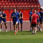 El filial del Almería ha preparado el partido en el Estadio de los Jueos Mediterráneos.